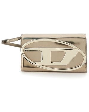 DIESEL '1Dr' Metallic Belt Bag With Logo Plate - Natural