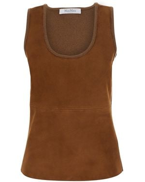 Max Mara Top Smanicato Con Scollo Rotondo - Marrone