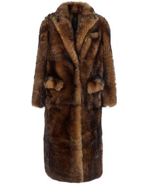 Blancha Coat With Classic Lapels And Reversible Design - Brown