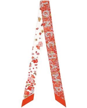 Longchamp Silk All-Over Print Scarf With Logo Lettering For - White