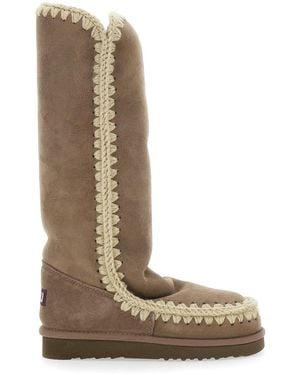 Mou 'Eskimo' Boots With Braided Effect And Logo Patch On The Rear - Brown