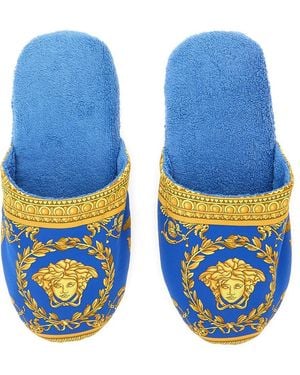 Versace Ciabatte Con Stampa Barocco - Blu