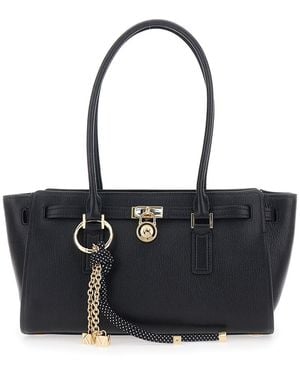 Michael Kors 'Hamilton Moderne Small' Shoulder Bag With Padlock On The Front And Ring With Pendants - Black