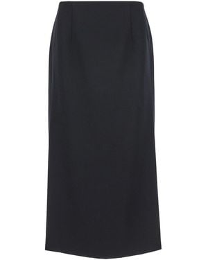 Valentino High-waisted Wool Midi Skirt With Slits - Black