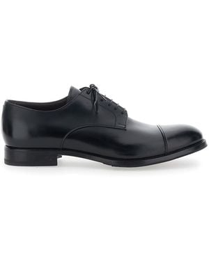 Lidfort Lace-Up Shoes With Almond Toe And Front Lace-Up Closure - Black