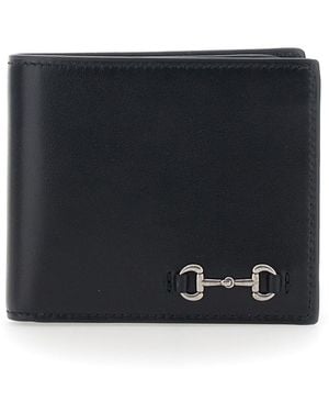 Gucci Bi-Fold Wallet With Horsebit On The Front And Embossed Log - Black