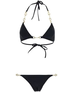 Gucci Bikini Jersey Stretch Con Dettaglio Morsetto - White