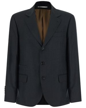 Brunello Cucinelli Giacca Monopetto Con Revers Classici E Motivo Pied - Nero