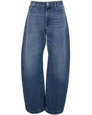 The Attico Jeans With Logo Patch On The Back And Faded Design In - Blue