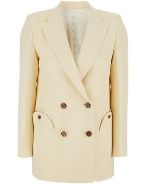 Blazé Milano Double-Breasted Jacket With Peak Lapels - Natural