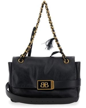 Balenciaga Borsa A Tracolla 'Modu Flap' Con Placca Logo Sul Fronte In - Nero