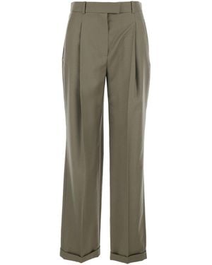 The Row 'Sorina' Trousers With Turn-Up Hem And Belt Loops - Green