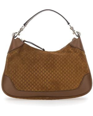Gucci Borsa A Spalla Con Manico Superiore E Motivo Gg All-Over - Marrone