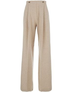 Max Mara Pure 'Micenea' Trousers With Pleats On The Front And Log - Natural