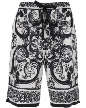 Dolce & Gabbana 'Maiolica' And Shorts With Elastic Drawstring Closure And All-Over Print - Blue