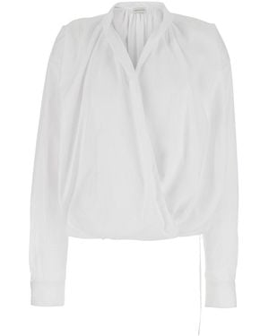 Dries Van Noten V-Neck Blouse With Long Sleeves - White