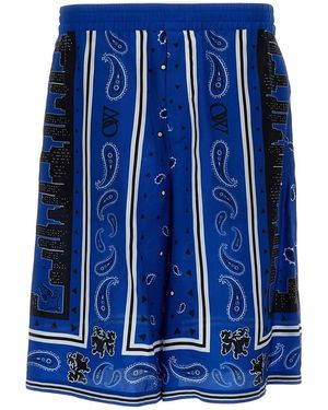 Off-White c/o Virgil Abloh Off- Nautical Viscose Bermuda Shorts With Print - Blue