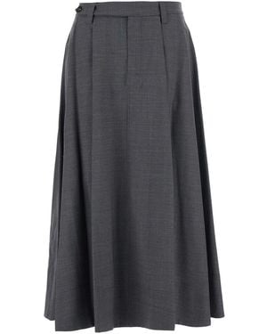 Brunello Cucinelli Midi Skirt With Button Closure On The Side And - Grey