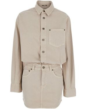 Haikure 'Tamu' Dress With Drop Shoulders And Logo Patch On The B - Natural