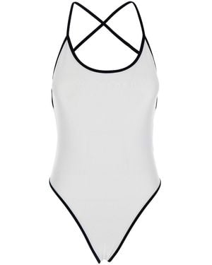 Philosophy Di Lorenzo Serafini Costume With Crossed Straps And Lettering Logo - Metallic