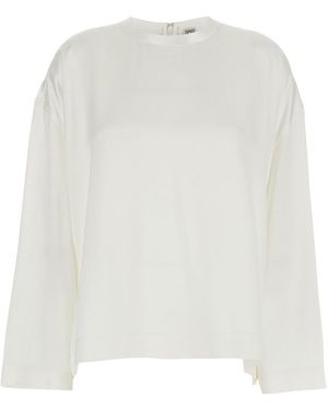 TOTEME Crew Neck Viscose Blouse - White