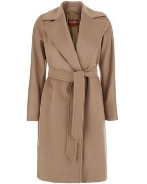 Max Mara 'Dravenna' Flared Coat With Wide Notched Revers A - Brown
