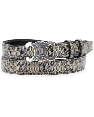 Celine Belt With Triomphe Buckle - Gray