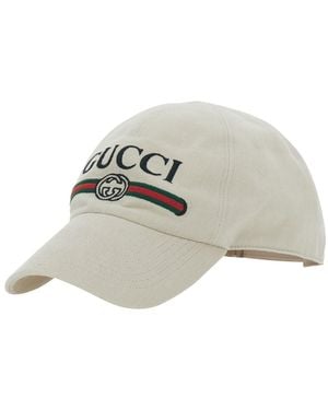 Gucci Fake' Hat With Embroidered Logo On The Front - White