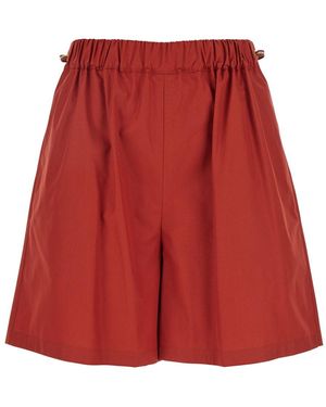 Max Mara Shorts 'Haway' Con Vita Elasticizzata E Dettagli Plissettati - Rosso