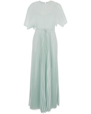 Twinset Long Dress With Round Neck And Hidden Zip Closure On The Side - Blue