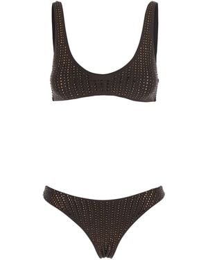 VENUJA Bikini With Brazilian Cut Bottoms And All-Over Sequins In - Brown