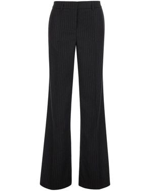 Le Plain Pantaloni Con Gamba Svasata E Motivo Gessato All-Over - Nero