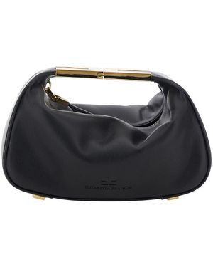 Elisabetta Franchi Mini Bag With Jewel Handle And Top Zip Closur - Black