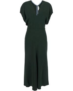 Victoria Beckham Peacock Colour Midi Dress With Hooded