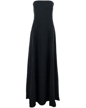 Solace London 'Helena' Long Dress With Bare Shoulder And Flared Hem - Black