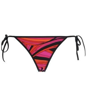 PUCCI Slip Bikini Sgambato Con Chiusura Con Lacci Regolabili E Stampa - Rosso