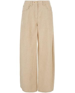 Brunello Cucinelli Pantaloni Con Patch Logo Sul Retro E Lavorazione A - Neutro