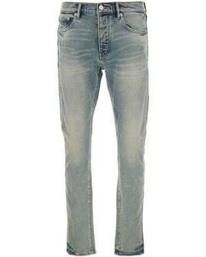 Purple Brand Jeans With Belt Loops And Logo Patch On The Re - Blue