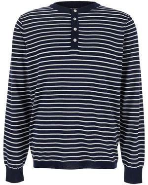AFTER PRAY T-Shirt Girocollo Con Motivo A Righe All-Over - Blu