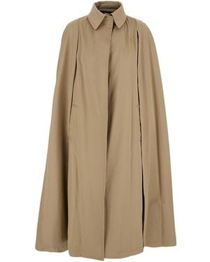 FEDERICA TOSI Cape With Collar And Hidden Closure - Natural