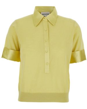 Semicouture Polo With Classic Collar And Cuffed Sleeves - Yellow