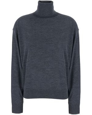 Semicouture Freda V Neck Thin Wool Pull Is A V-Neck Jumper - Blue