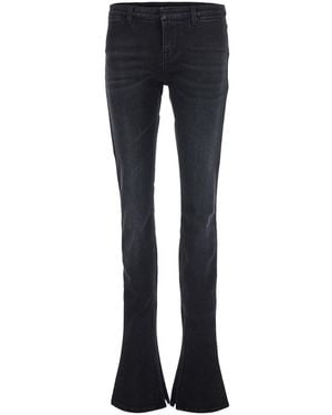 Gucci Slim Jeans With Logo Patch On The Back And Zip Details On - Blue