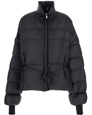 Rick Owens Down Jacket With Drawstring Waist And High Neck - Black