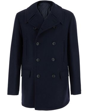 Tagliatore 'San Francisco' Double-Breasted Coat With Notched Revers - Blue