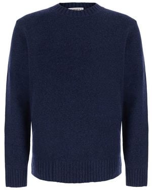Kangra Girocollo Ml F.5Gg Con Maniche Lunghe E Tessuto Misto Lana - Blu