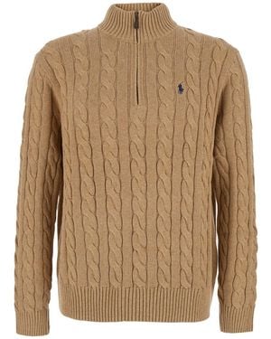 Polo Ralph Lauren Maglia Collo Zip Cotone - Brown