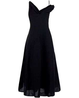 Rohe Dress With Sweetheart Neckline And Asymmetric Straps - Black