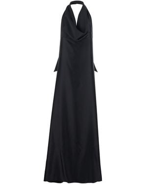 Plain Long Dress With Halterneck And Open Back - Black