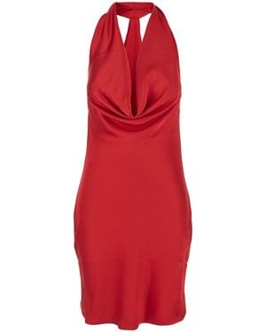 Norma Kamali Sleeveless Mini Dress With Halterneck And Draped Bodi - Red